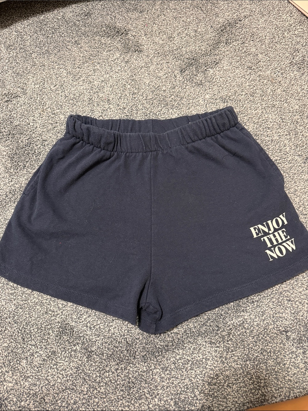 Garage Navy Elastic-Waist 'Enjoy The Now' Shorts